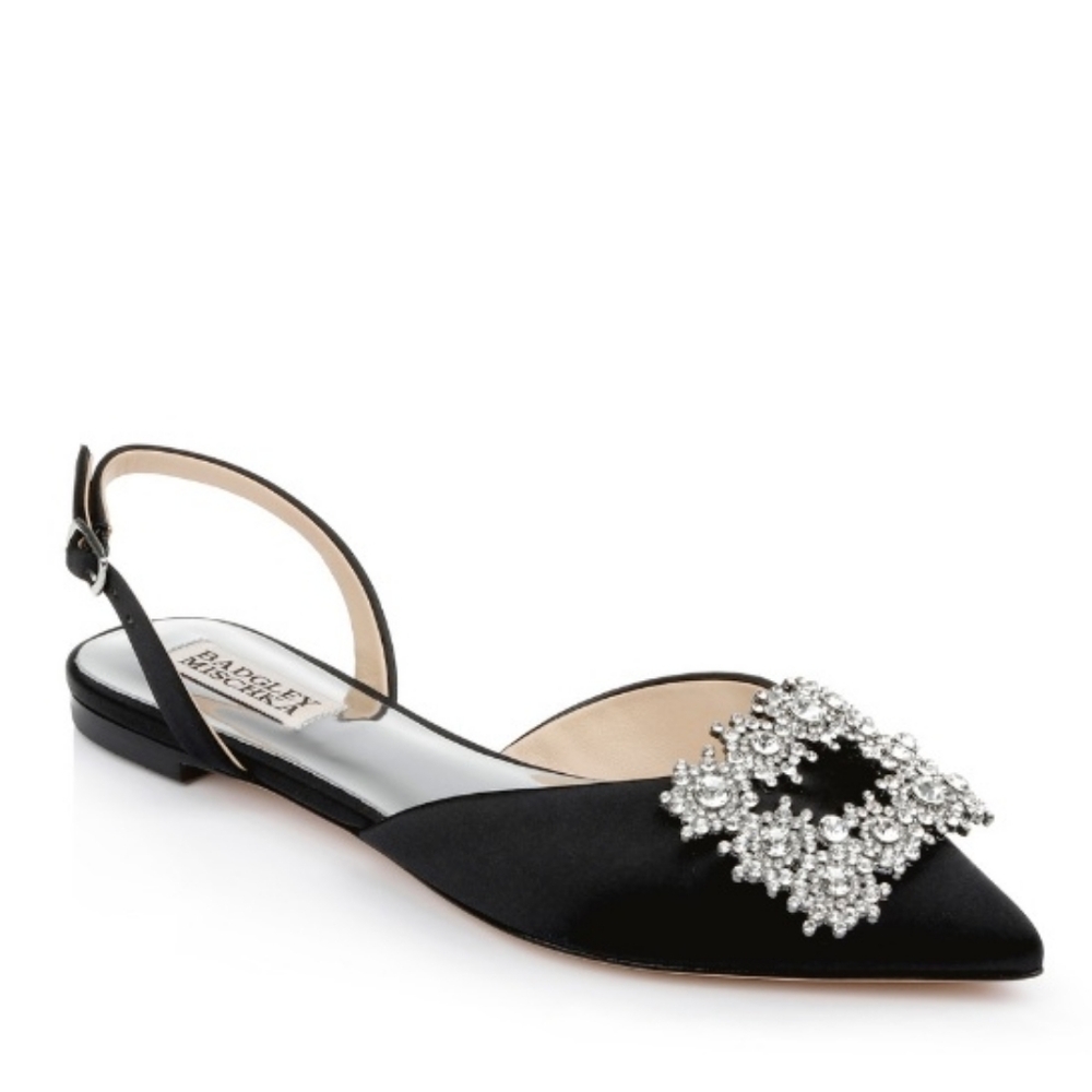 Size 7.5 - BAGLEY MISCHKA Saga Crystal Buckle Pointed Toe Flat